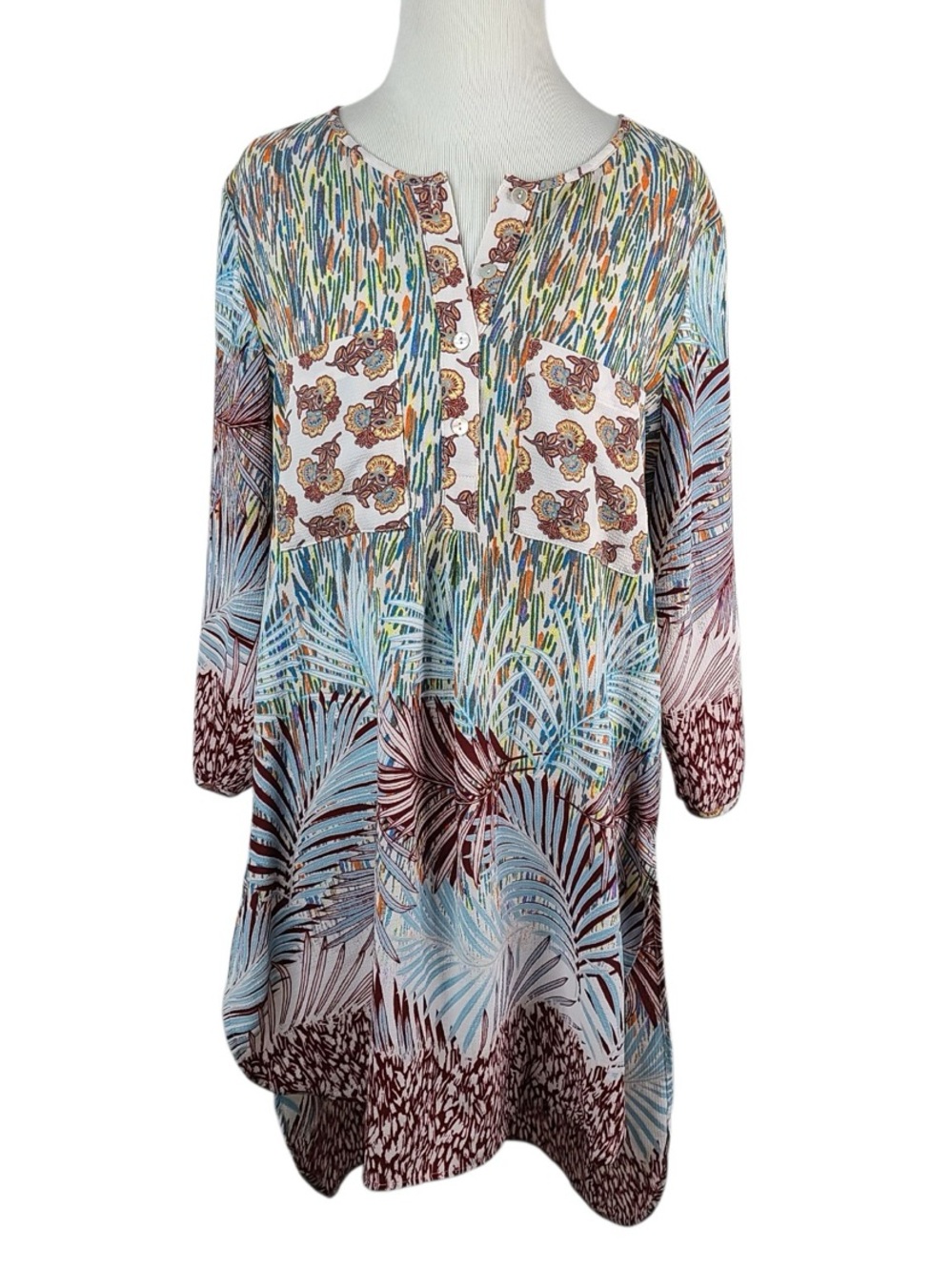 Anthropologie Fig and Flower lightweight multi-color floral tunic top - Picture 2 of 8